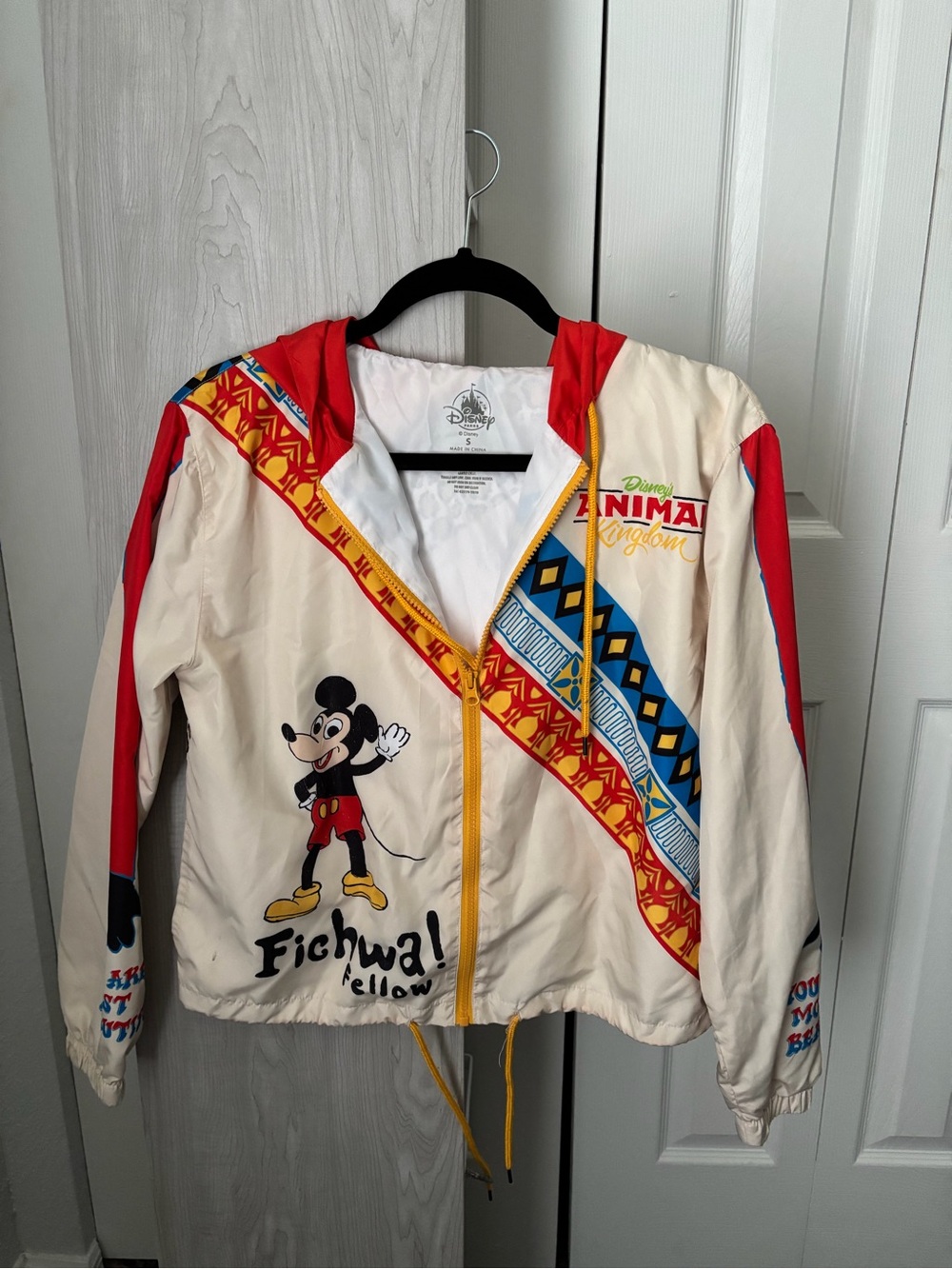 Disney Animal Kingdom Mickey Colorblock Windbreaker Jacket - Red/Cream/Blue